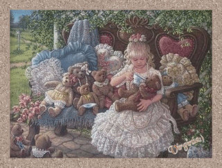 glitter girl with teddy bears
